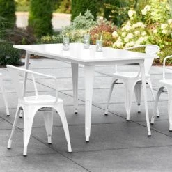 LT&S Alloy Series Lancaster Table & Seating Alloy Series 63" X 32" White Dining Height Outdoor Table