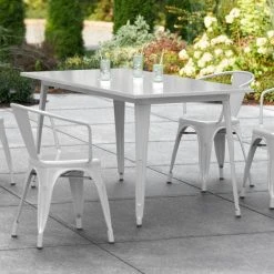 LT&S Alloy Series Lancaster Table & Seating Alloy Series 63" X 32" Silver Dining Height Outdoor Table