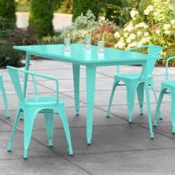 LT&S Alloy Series Lancaster Table & Seating Alloy Series 63" X 32" Seafoam Dining Height Outdoor Table