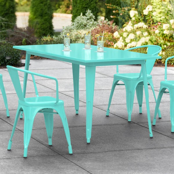 LT&S Alloy Series Lancaster Table & Seating Alloy Series 63" X 32" Seafoam Dining Height Outdoor Table 1 LT&S Alloy Series Lancaster Table & Seating Alloy Series 63" X 32" Seafoam Dining Height Outdoor Table