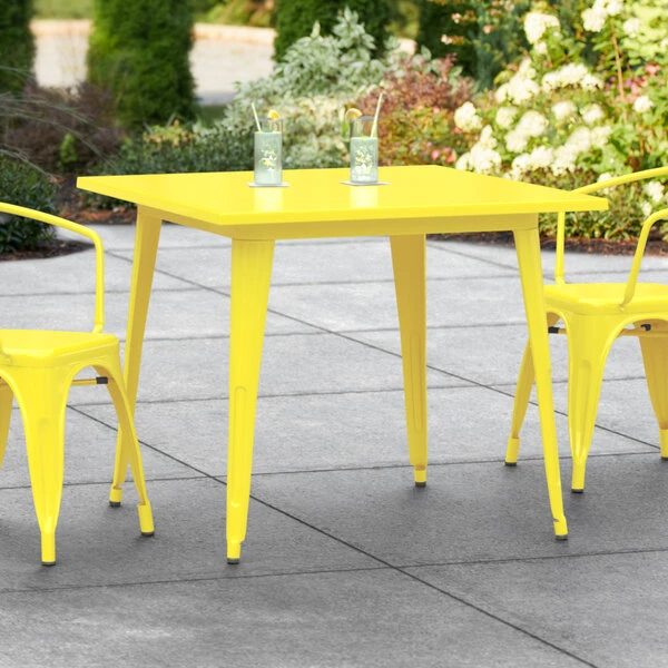LT&S Alloy Series Lancaster Table & Seating Alloy Series 36" X 36" Yellow Dining Height Outdoor Table 1 LT&S Alloy Series Lancaster Table & Seating Alloy Series 36" X 36" Yellow Dining Height Outdoor Table