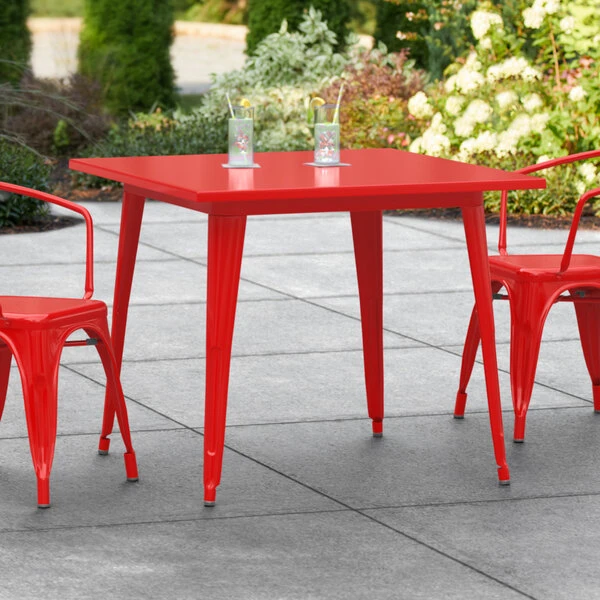 LT&S Alloy Series Lancaster Table & Seating Alloy Series 36" X 36" Red Dining Height Outdoor Table 1 LT&S Alloy Series Lancaster Table & Seating Alloy Series 36" X 36" Red Dining Height Outdoor Table