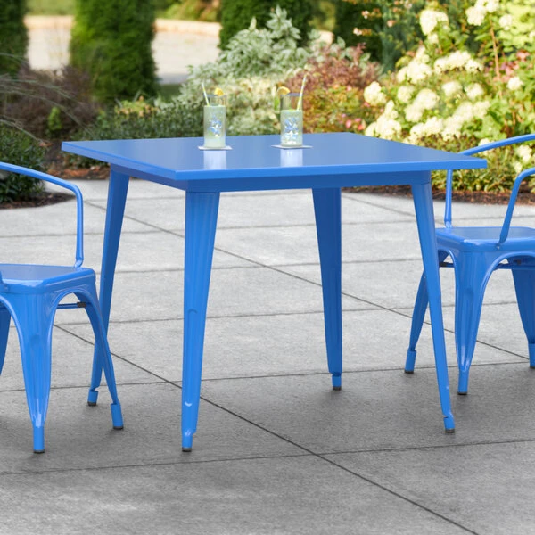LT&S Alloy Series Lancaster Table & Seating Alloy Series 36" X 36" Blue Dining Height Outdoor Table 1 LT&S Alloy Series Lancaster Table & Seating Alloy Series 36" X 36" Blue Dining Height Outdoor Table