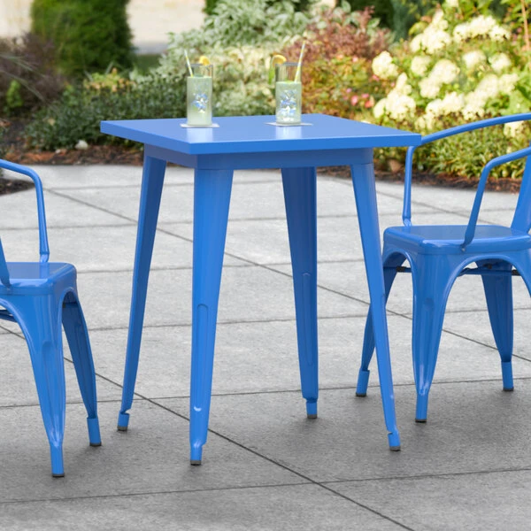 LT&S Alloy Series Lancaster Table & Seating Alloy Series 24" X 24" Blue Dining Height Outdoor Table 1 LT&S Alloy Series Lancaster Table & Seating Alloy Series 24" X 24" Blue Dining Height Outdoor Table
