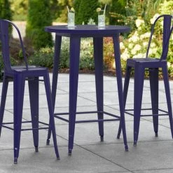 LT&S Alloy Series Lancaster Table & Seating Alloy Series 30" Round Navy Outdoor Bar Height Table