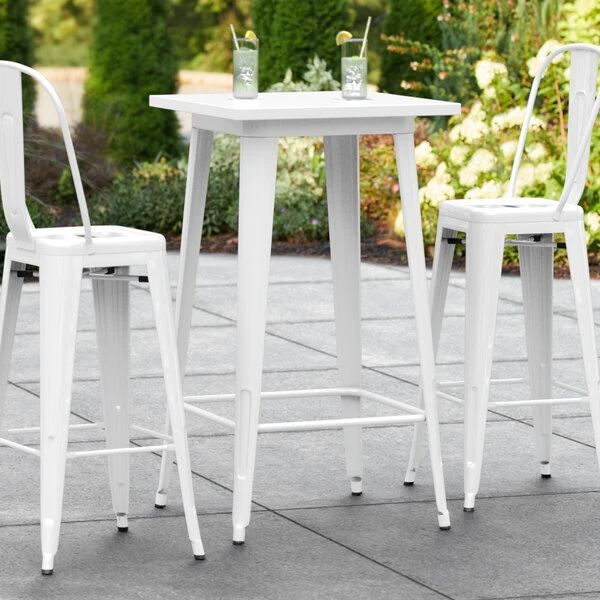 LT&S Alloy Series Lancaster Table & Seating Alloy Series 24" X 24" White Outdoor Bar Height Table 1 LT&S Alloy Series Lancaster Table & Seating Alloy Series 24" X 24" White Outdoor Bar Height Table