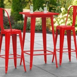 LT&S Alloy Series Lancaster Table & Seating Alloy Series 24" X 24" Red Outdoor Bar Height Table