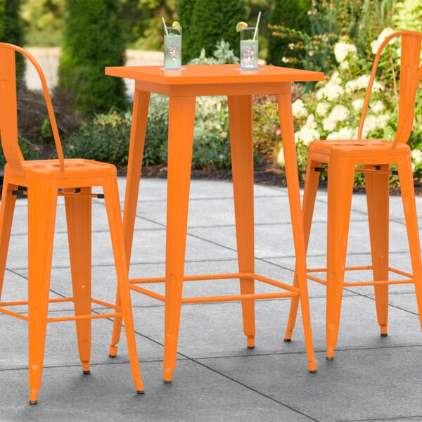 LT&S Alloy Series Lancaster Table & Seating Alloy Series 24" X 24" Orange Outdoor Bar Height Table 1 LT&S Alloy Series Lancaster Table & Seating Alloy Series 24" X 24" Orange Outdoor Bar Height Table