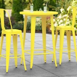 LT&S Alloy Series Lancaster Table & Seating Alloy Series 30" Round Yellow Outdoor Bar Height Table