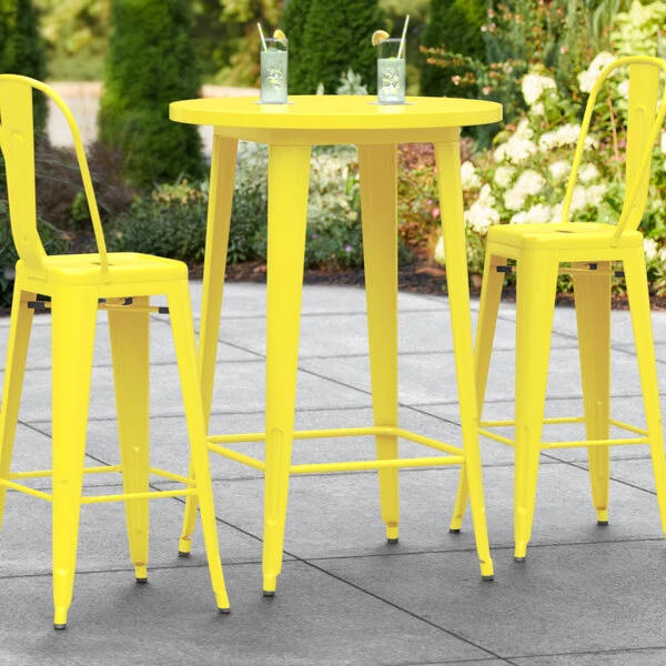 LT&S Alloy Series Lancaster Table & Seating Alloy Series 30" Round Yellow Outdoor Bar Height Table 1 LT&S Alloy Series Lancaster Table & Seating Alloy Series 30" Round Yellow Outdoor Bar Height Table
