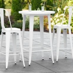 LT&S Alloy Series Lancaster Table & Seating Alloy Series 30" Round White Outdoor Bar Height Table