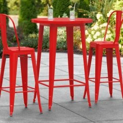 LT&S Alloy Series Lancaster Table & Seating Alloy Series 30" Round Red Outdoor Bar Height Table