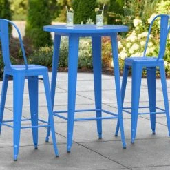 LT&S Alloy Series Lancaster Table & Seating Alloy Series 30" Round Blue Outdoor Bar Height Table