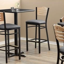 Lancaster Table & Seating Natural Finish Bar Height Bistro Chair With 2" Dark Gray Padded Seat