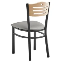 Lancaster Table & Seating Natural Finish Bistro Dining Chair With 2 1/2" Light Gray Vinyl Padded Seat -Zown Shop 2296620