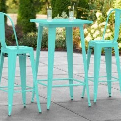 LT&S Alloy Series Lancaster Table & Seating Alloy Series 24" X 24" Seafoam Outdoor Bar Height Table