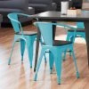 LT&S Alloy Series Lancaster Table & Seating Alloy Series Arctic Blue Metal Indoor Industrial Cafe Arm Chair With Vertical Slat Back And Black Wood Seat
