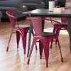 LT&S Alloy Series Lancaster Table & Seating Alloy Series Sangria Metal Indoor Industrial Cafe Arm Chair With Vertical Slat Back And Black Wood Seat
