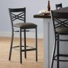 Lancaster Table & Seating Black Finish Cross Back Bar Stool With 2 1/2" Taupe Vinyl Padded Seat