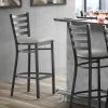 Lancaster Table & Seating Black Finish Ladder Back Bar Stool With 2 1/2" Light Gray Vinyl Padded Seat