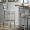Lancaster Table & Seating Clear Coat Finish Ladder Back Bar Stool With 2 1/2" Light Gray Vinyl Padded Seat