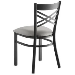 Lancaster Table & Seating Black Finish Cross Back Chair With 2 1/2" Light Gray Vinyl Padded Seat -Zown Shop 2297064