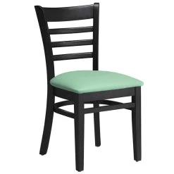 Lancaster Table & Seating Black Finish Wooden Ladder Back Chair With Seafoam Padded Seat 5 Lancaster Table & Seating Black Finish Wooden Ladder Back Chair With Seafoam Padded Seat -Zown Shop 2297255