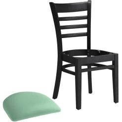 Lancaster Table & Seating Black Finish Wooden Ladder Back Chair With Seafoam Padded Seat 7 Lancaster Table & Seating Black Finish Wooden Ladder Back Chair With Seafoam Padded Seat -Zown Shop 2297257
