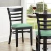 Lancaster Table & Seating Black Finish Wooden Ladder Back Chair With Seafoam Padded Seat