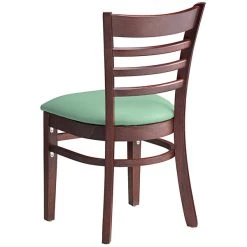 Lancaster Table & Seating Mahogany Finish Wooden Ladder Back Chair With Seafoam Padded Seat 6 Lancaster Table & Seating Mahogany Finish Wooden Ladder Back Chair With Seafoam Padded Seat -Zown Shop 2297273