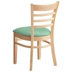 Lancaster Table & Seating Natural Finish Wooden Ladder Back Chair With Seafoam Padded Seat -Zown Shop 2297356