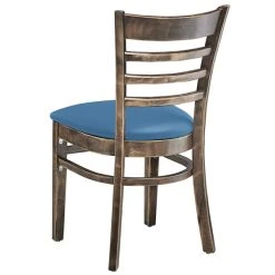 Lancaster Table & Seating Vintage Finish Wooden Ladder Back Chair With Blue Padded Seat -Zown Shop 2297363
