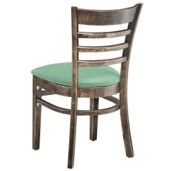 Lancaster Table & Seating Vintage Finish Wooden Ladder Back Chair With Seafoam Padded Seat -Zown Shop 2297369
