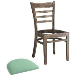 Lancaster Table & Seating Vintage Finish Wooden Ladder Back Chair With Seafoam Padded Seat -Zown Shop 2297371