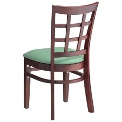 Lancaster Table & Seating Mahogany Finish Wooden Window Back Chair With Seafoam Padded Seat -Zown Shop 2297384