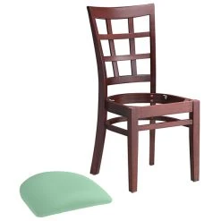 Lancaster Table & Seating Mahogany Finish Wooden Window Back Chair With Seafoam Padded Seat -Zown Shop 2297385