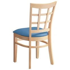 Lancaster Table & Seating Natural Finish Wooden Window Back Chair With Blue Padded Seat 6 Lancaster Table & Seating Natural Finish Wooden Window Back Chair With Blue Padded Seat -Zown Shop 2297391