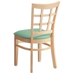Lancaster Table & Seating Natural Finish Wooden Window Back Chair With Seafoam Padded Seat -Zown Shop 2297395