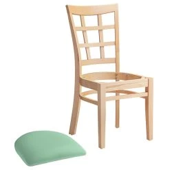 Lancaster Table & Seating Natural Finish Wooden Window Back Chair With Seafoam Padded Seat -Zown Shop 2297396