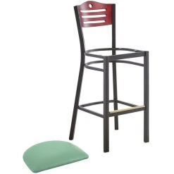 Lancaster Table & Seating Mahogany Finish Bar Height Bistro Chair With 2" Seafoam Padded Seat -Zown Shop 2297408