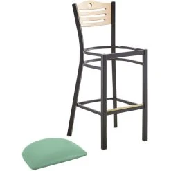 Lancaster Table & Seating Natural Finish Bar Height Bistro Chair With 2" Seafoam Padded Seat -Zown Shop 2297417