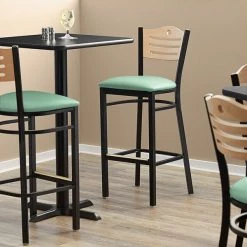 Lancaster Table & Seating Natural Finish Bar Height Bistro Chair With 2" Seafoam Padded Seat