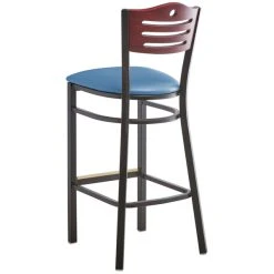 Lancaster Table & Seating Mahogany Finish Bar Height Bistro Chair With 2" Blue Padded Seat -Zown Shop 2297664