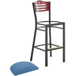 Lancaster Table & Seating Mahogany Finish Bar Height Bistro Chair With 2" Blue Padded Seat -Zown Shop 2297665