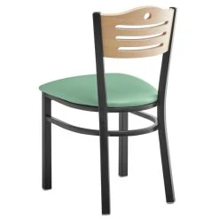 Lancaster Table & Seating Natural Finish Bistro Dining Chair With 2 1/2" Seafoam Vinyl Padded Seat 6 Lancaster Table & Seating Natural Finish Bistro Dining Chair With 2 1/2" Seafoam Vinyl Padded Seat -Zown Shop 2297825