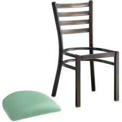 Lancaster Table & Seating Distressed Copper Finish Ladder Back Chair With 2 1/2" Seafoam Vinyl Padded Seat 7 Lancaster Table & Seating Distressed Copper Finish Ladder Back Chair With 2 1/2" Seafoam Vinyl Padded Seat -Zown Shop 2297840