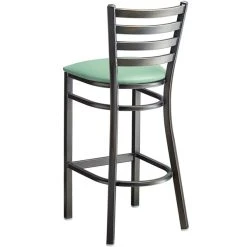 Lancaster Table & Seating Distressed Copper Finish Ladder Back Bar Stool With 2 1/2" Seafoam Vinyl Padded Seat 6 Lancaster Table & Seating Distressed Copper Finish Ladder Back Bar Stool With 2 1/2" Seafoam Vinyl Padded Seat -Zown Shop 2297856