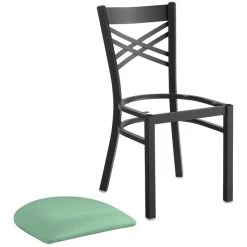 Lancaster Table & Seating Black Finish Cross Back Chair With 2 1/2" Seafoam Vinyl Padded Seat -Zown Shop 2297897