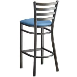 Lancaster Table & Seating Distressed Copper Finish Ladder Back Bar Stool With 2 1/2" Blue Vinyl Padded Seat 6 Lancaster Table & Seating Distressed Copper Finish Ladder Back Bar Stool With 2 1/2" Blue Vinyl Padded Seat -Zown Shop 2298286