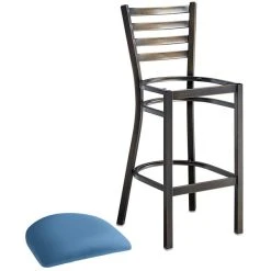 Lancaster Table & Seating Distressed Copper Finish Ladder Back Bar Stool With 2 1/2" Blue Vinyl Padded Seat 7 Lancaster Table & Seating Distressed Copper Finish Ladder Back Bar Stool With 2 1/2" Blue Vinyl Padded Seat -Zown Shop 2298287